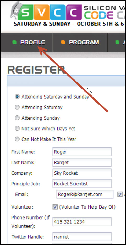 registration page